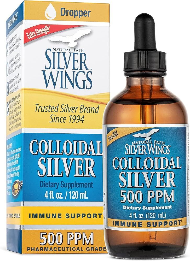Natural Path Silver Wings Dietary Mineral Supplement, Colloidal Silver, 500 PPM, 4 fl. oz. / 120 ... | Amazon (US)