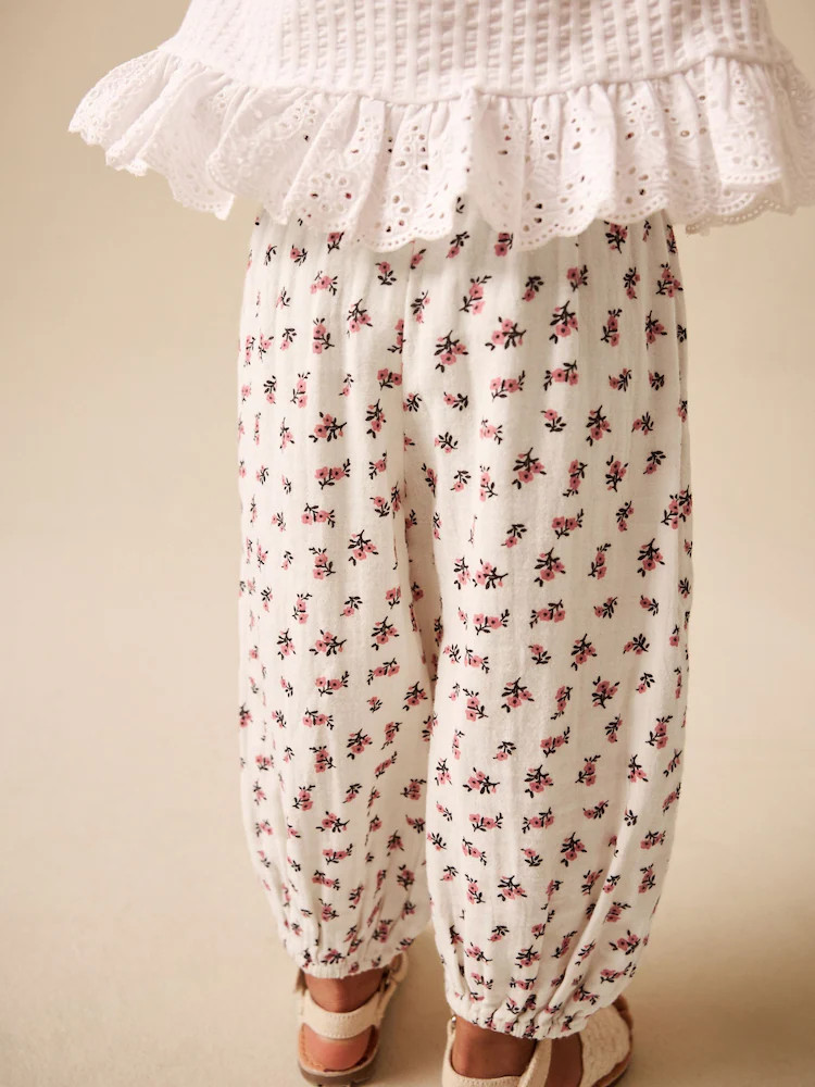 Cream/Pink Floral Ditsy Pull On Trousers (3mths-7yrs) | Next US