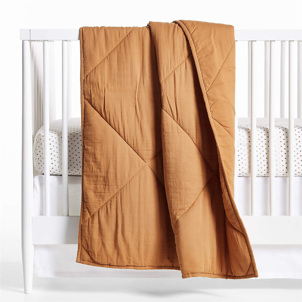 Supersoft Snuggle Puff Almond Brown 100% Organic Cotton Gauze Baby Crib Quilt + Reviews | Crate &... | Crate & Barrel