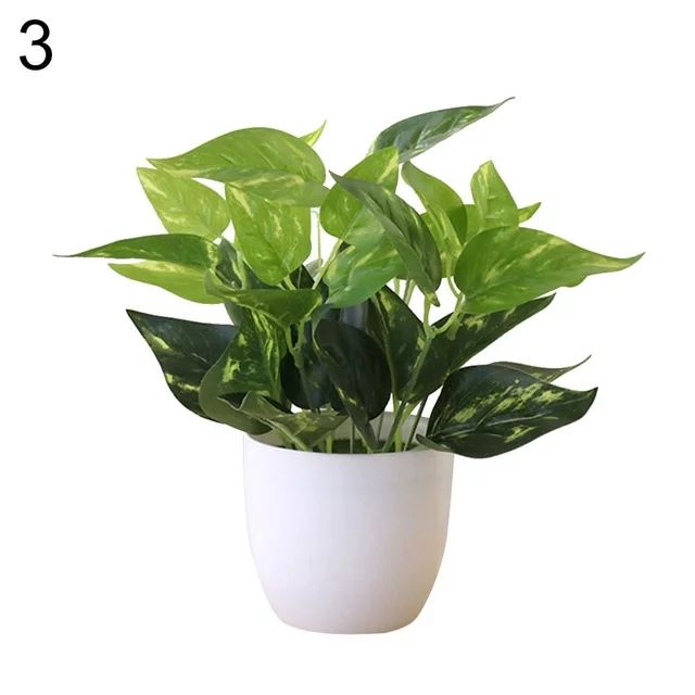 D GROEE Faux Plants Potted Artificial Pot Fake Green Plant Bonsai White Round Office Home Kitchen... | Walmart (US)