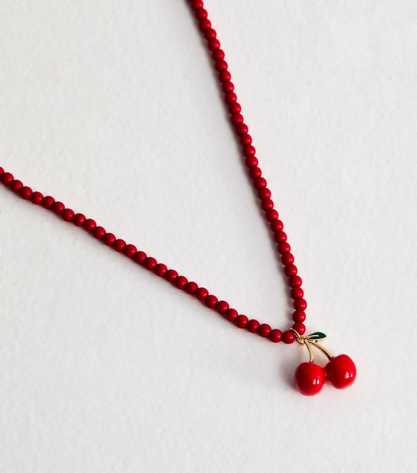 Bright Red Beaded Cherry Pendant Necklace | New Look | New Look (UK)