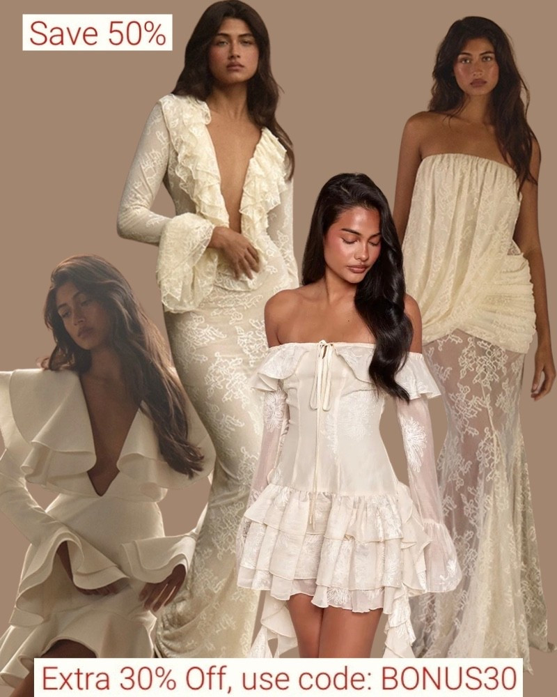 Pretty little things dresses on sale!! affordable, white dresses, brides, white, lace, maxi dress, bell sleeve, ruffle, strapless, maxi.

#LTKootd #LTKSaleAlert #LTKWedding