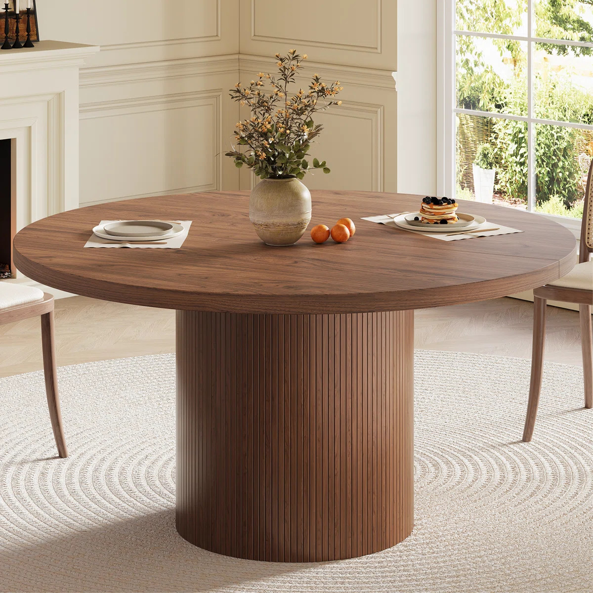 47.2'' Round Dining Table, Kitchen Table With Wood Strip Base For Kitchen Living Room | Wayfair North America
