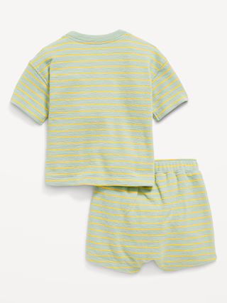 Unisex Short-Sleeve Pocket T-Shirt and U-Shaped Pull-On Shorts Set for Baby | Old Navy (US)
