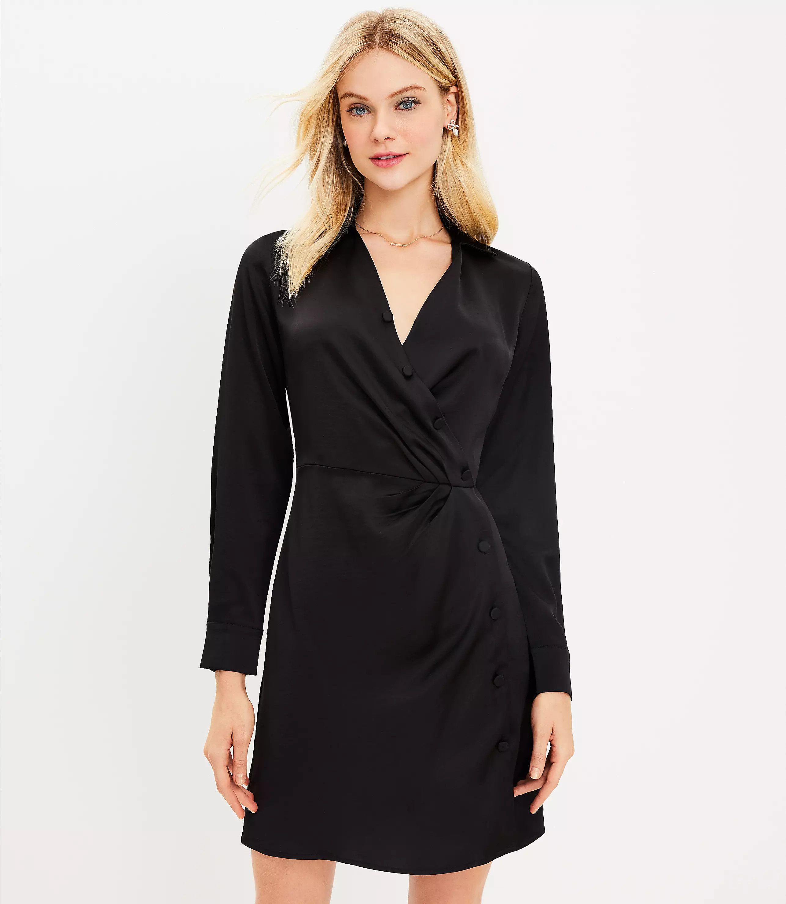 Satin Wrap Shirtdress | LOFT