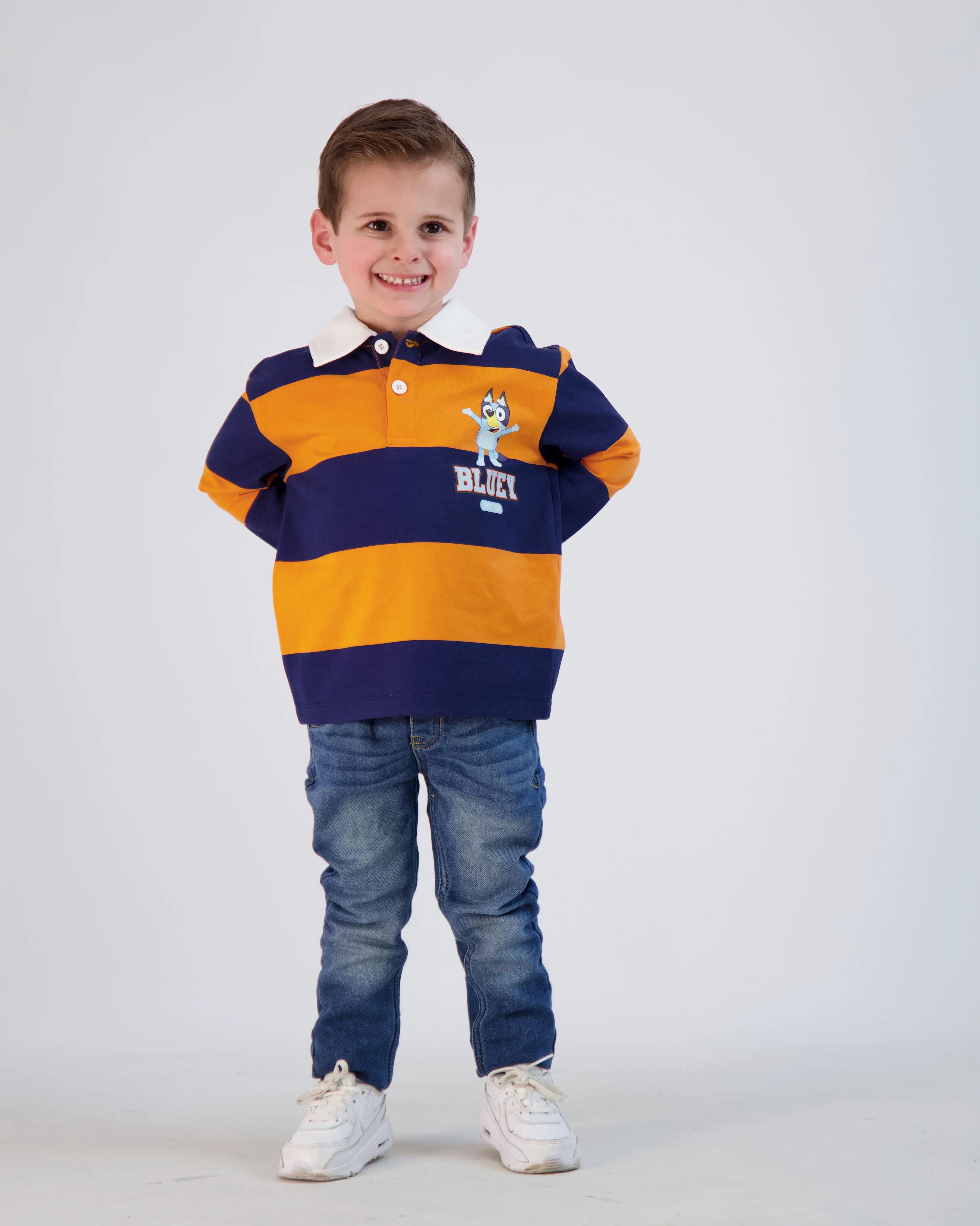 BBC Worldwide Bluey Toddler Boy Long Sleeve Rugby Polo Shirt, Sizes 2T-5T | Walmart (US)