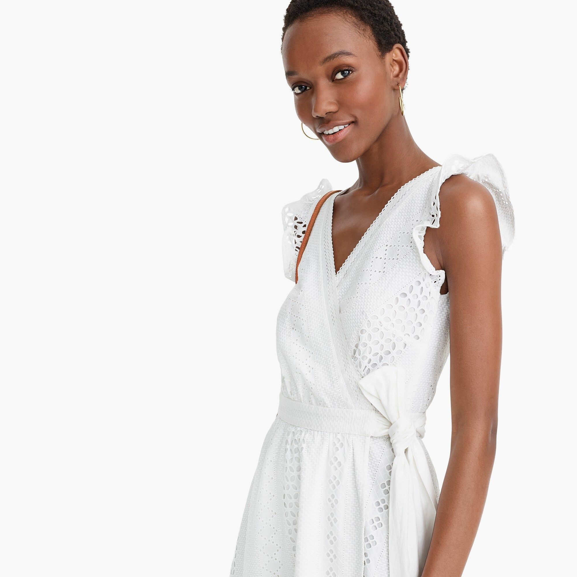 Midi wrap dress in allover eyelet | J.Crew US