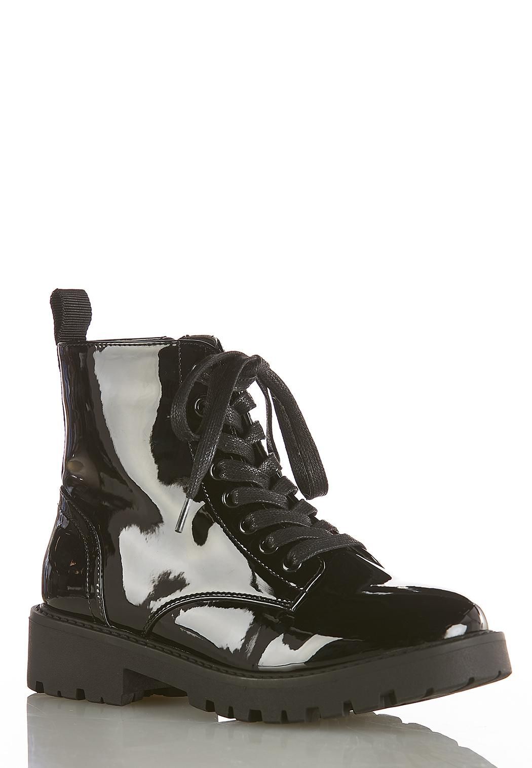 Patent Leather Combat Boots | Cato Fashions