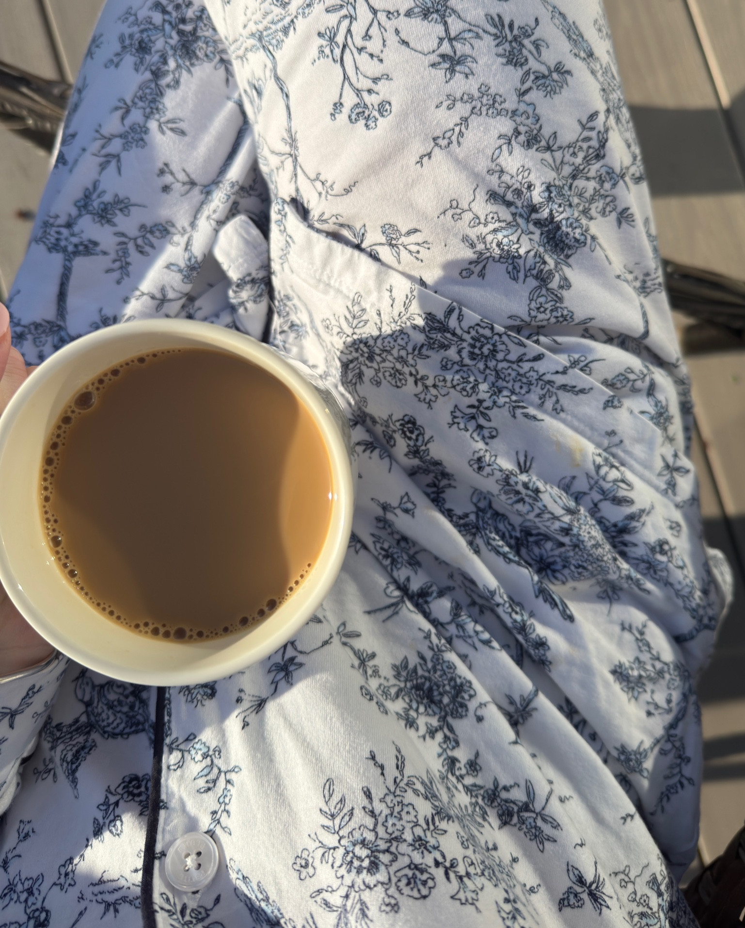 Outdoor coffee featuring these gorgeous pajamas from @Petite Plume 🤍 these would be the perfect Mother’s Day gift! these are in a size medium 

Pjs | self care | bedtime routine | 

#LTKmomlife #LTKselfcare #LTKMothersDay