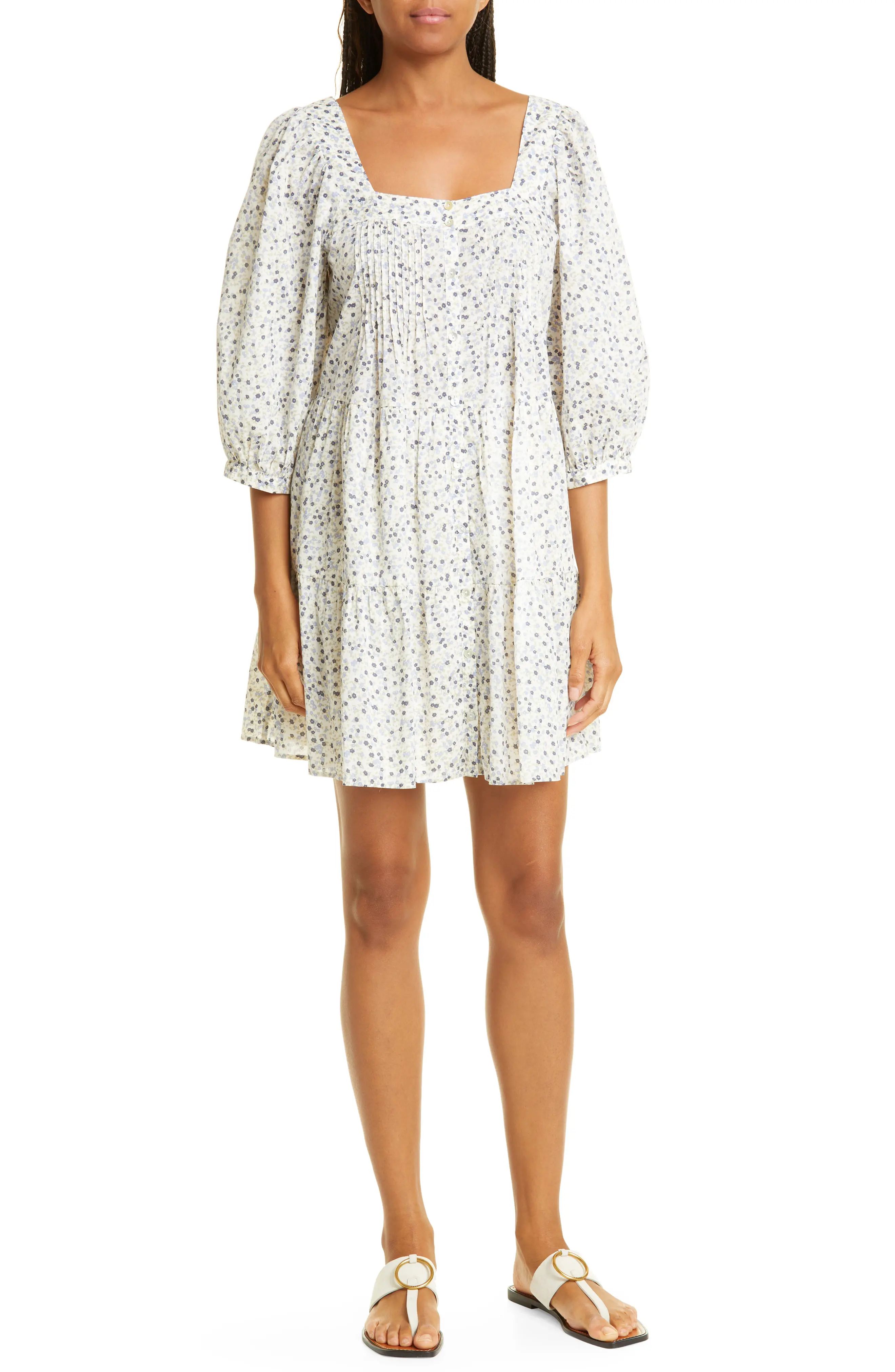 Rails Pippa Tiered Floral Cotton Shift Dress in Watercolor Buds at Nordstrom, Size X-Small | Nordstrom