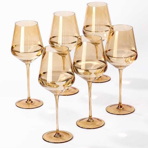 SIPBYSOP Amber Wine Glasses Set of 6, Handblown Colored Wine Glass,Brown Glassware,17oZ for Red Wine, Tasting, Wedding Gift, Anniversary, Christmas, Birthday | Amazon (US)