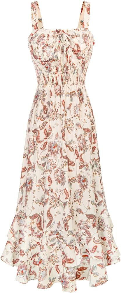 GRACE KARIN Women's 2025 Summer Floral Boho Dress Square Neck Strapped Swing A Line Sundress Beac... | Amazon (US)