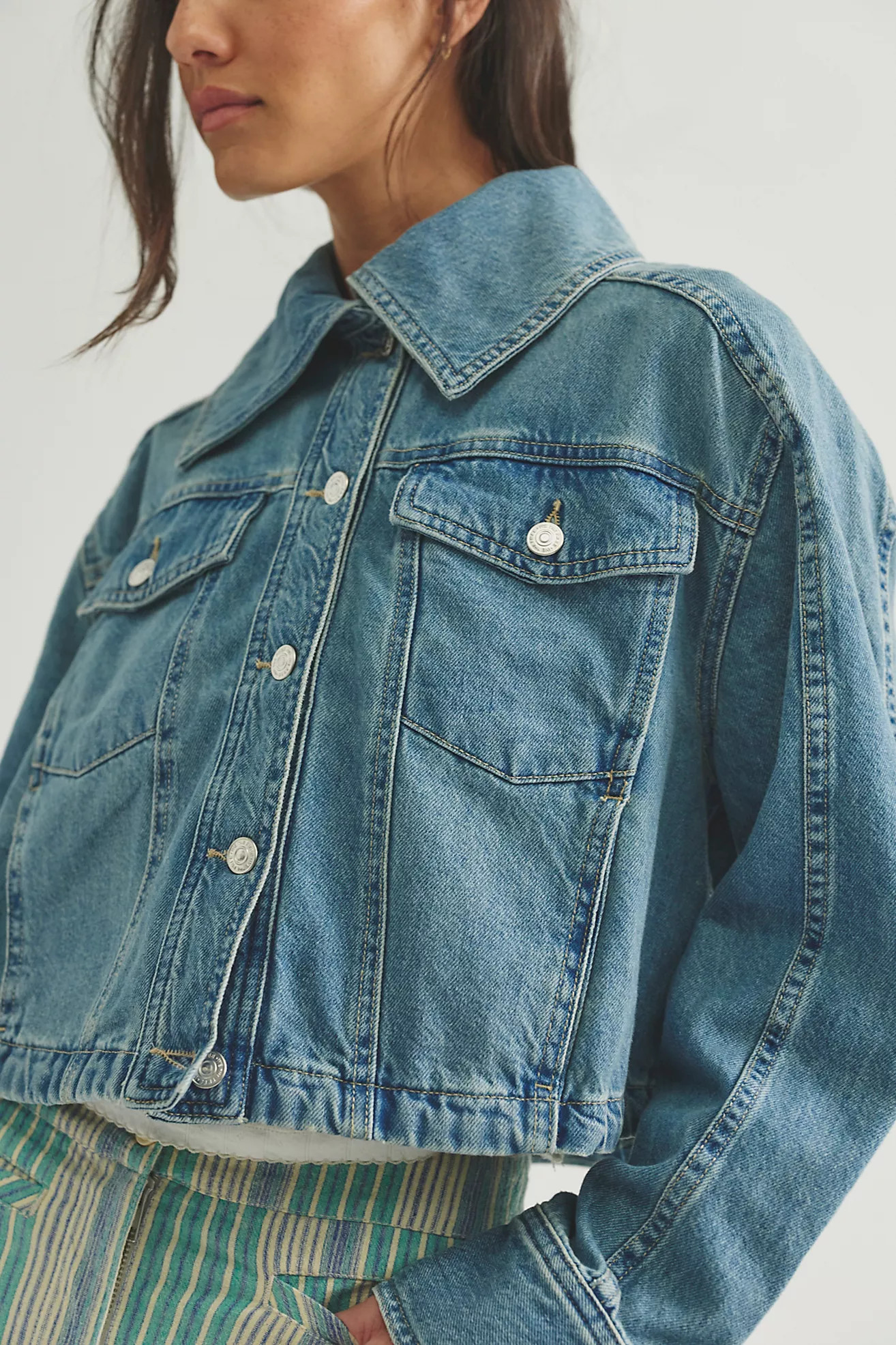 We The Free Side To Side Cropped Denim Jacket | Free People (Global - UK&FR Excluded)