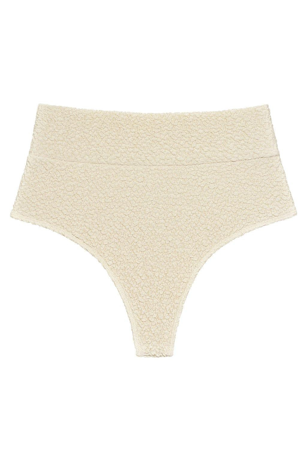 Oat Texture Full Coverage High Rise Bikini Bottom | Montce
