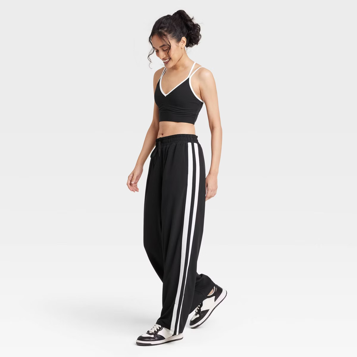 Women's Piped Mid-Rise Track Pants - JoyLab™ Black S | Target