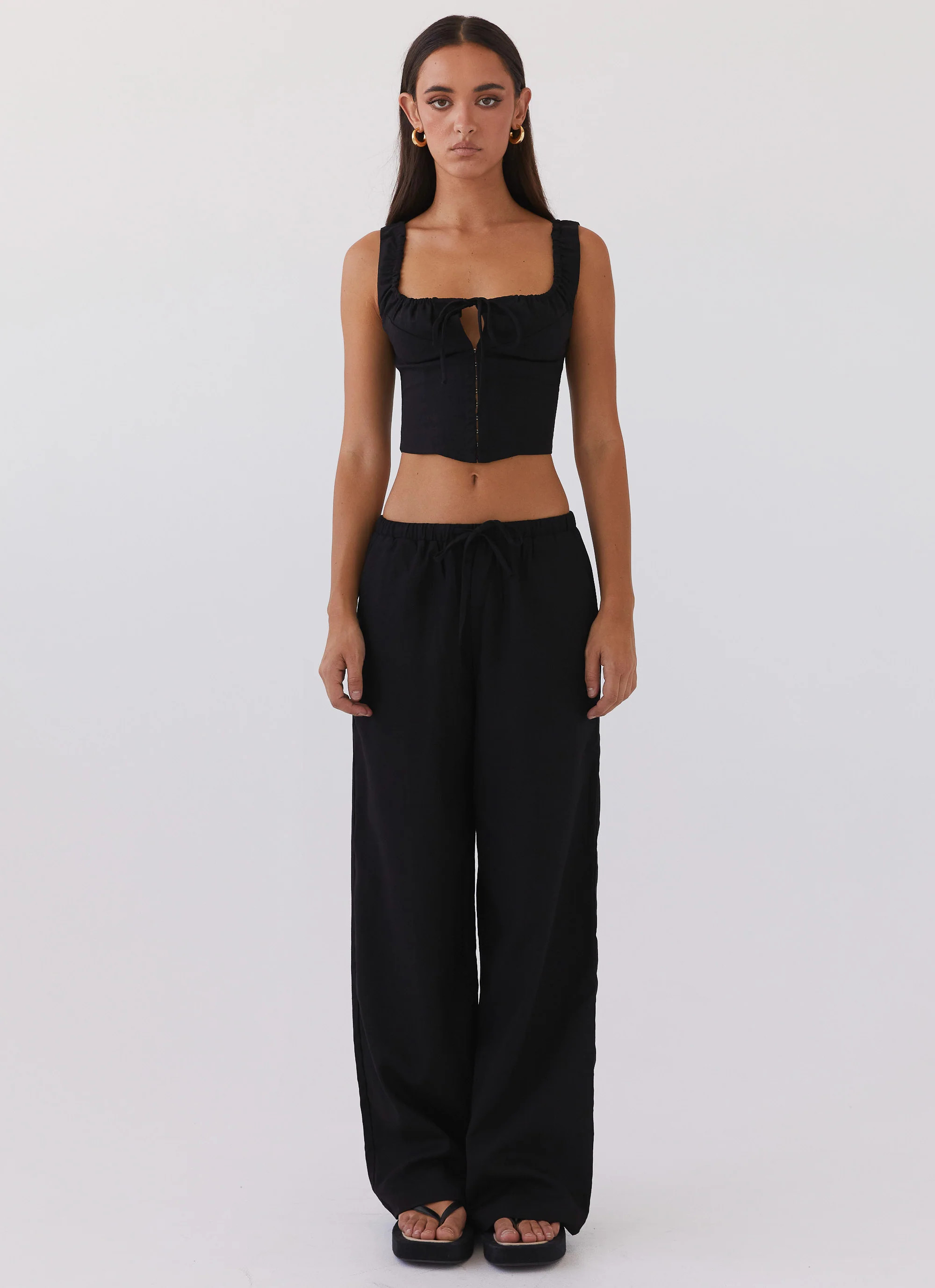 Fresh Face Linen Pants - Black | Peppermayo (Global)