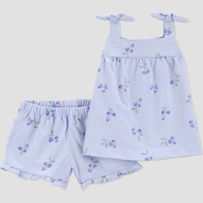 Carter's Just One You® Baby Girls' 2pc Blueberry Tank Top and Shorts Set - Blue 9M | Target