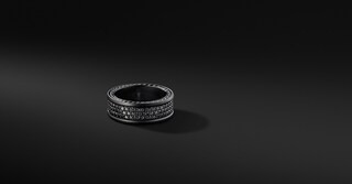 Streamline® Three Row Pavé Band in Black Titanium with Black Diamonds | David Yurman