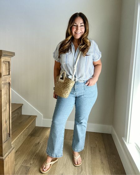 Spring Casual outfit with jeans from Nordstrom 

Fit tips: wearing top in a large and jeans in a 31 but they have less stretch than other Madewell styles so size up if in-between. 

#NordstromPartner 

#LTKOver40 #LTKMidsize #LTKSeasonal