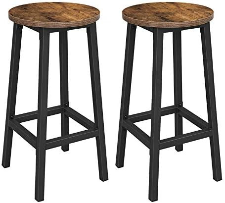 VASAGLE ALINRU Bar Stools, Set of 2 Bar Chairs, Steel Frame, 25.6 Inch Tall, for Kitchen Dining, Eas | Amazon (US)
