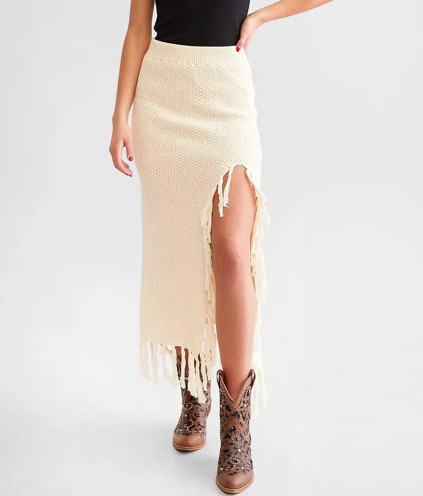 Sweater Fringe Midi Skirt | Buckle