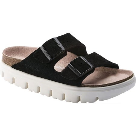 Women s Birkenstock Arizona Chunky Two Strap Slide Black Suede 40 N | Walmart (US)