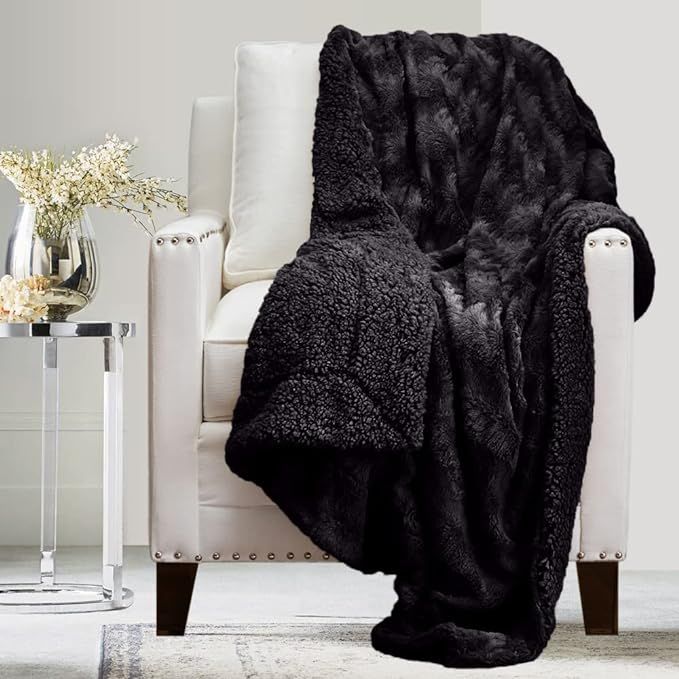 The Connecticut Home Company Throw Blanket, Soft Plush Reversible Faux Fur and Sherpa, Warm Thick... | Amazon (US)