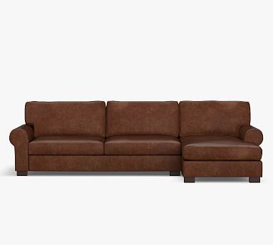 Turner Roll Arm Leather Sofa Chaise Sectional | Pottery Barn (US)