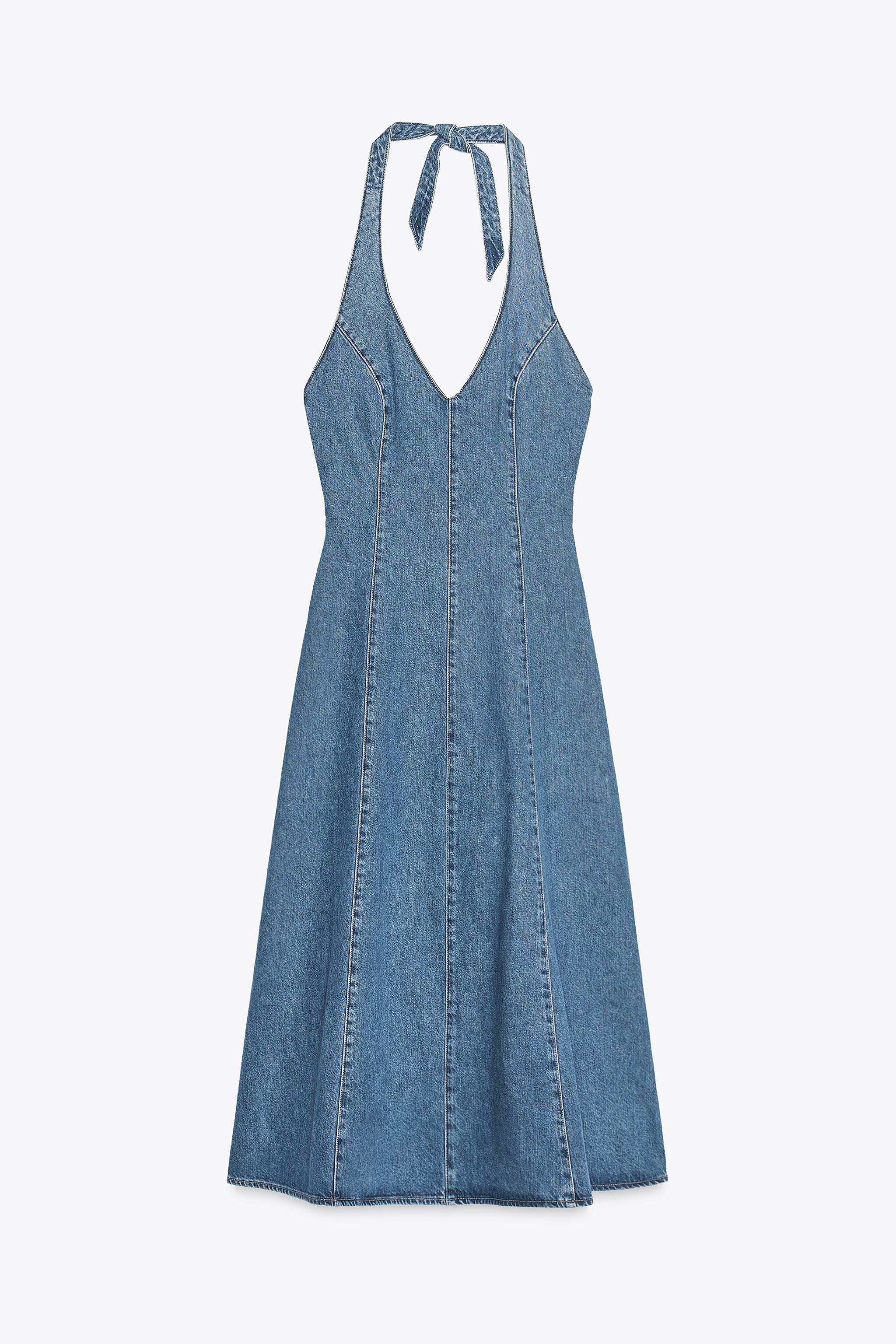 TRF HALTER DENIM DRESS | Zara US