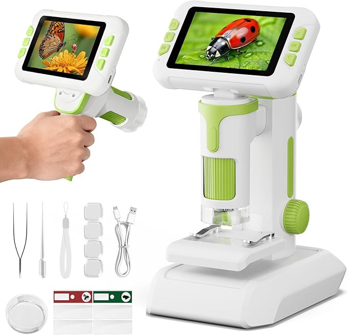 1600X Microscope for Kids, 4K 4.0" Digital Screen Kids Microscopes with Slides Kit, Educational S... | Amazon (US)