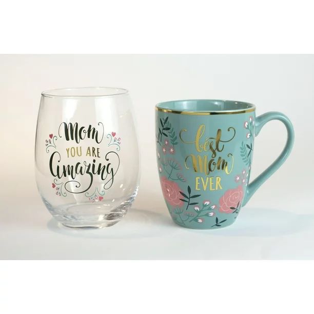 Mother's Day Wine Glass & Ceramic Mug Gift Set-Way To Celebrate | Walmart (US)