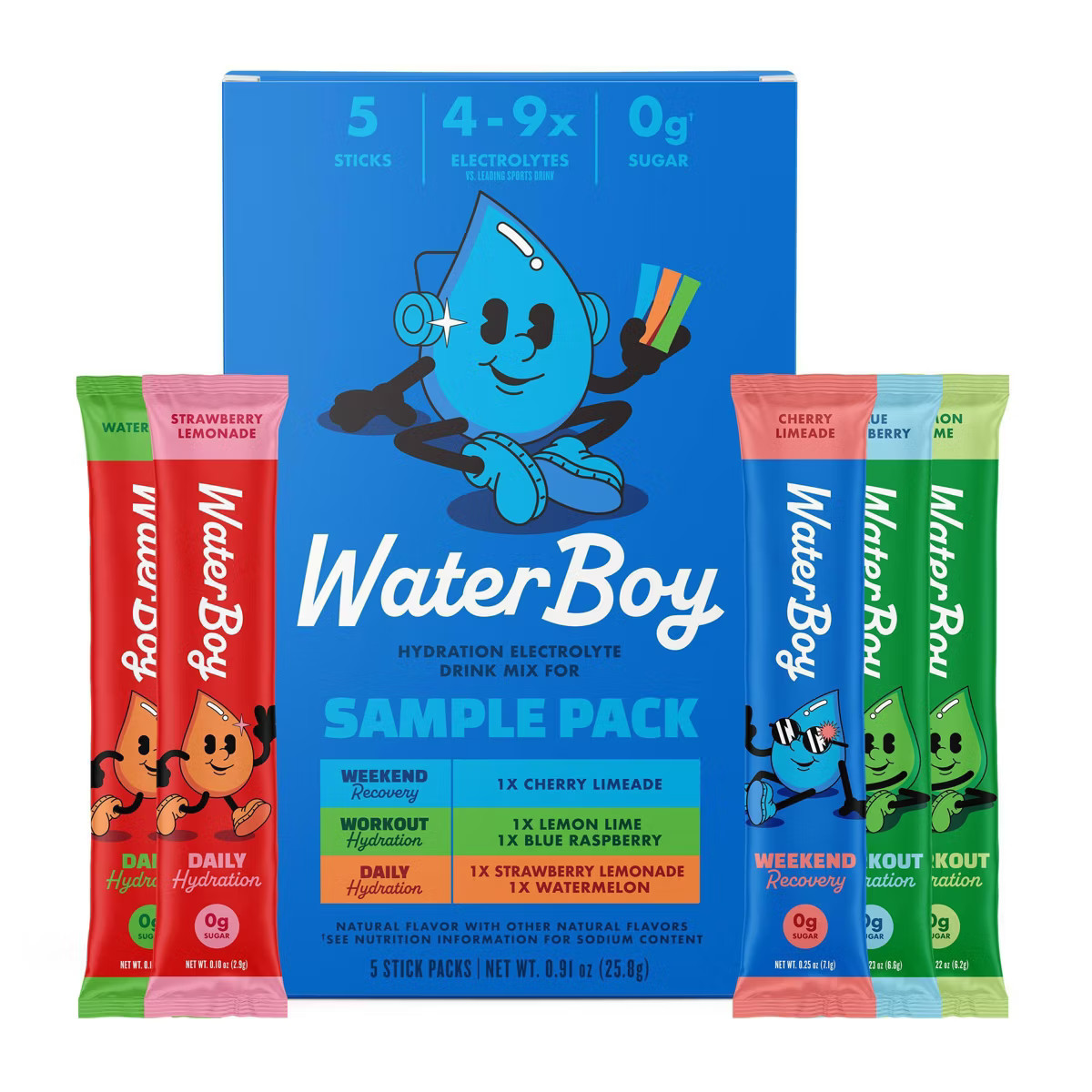 Waterboy Hydration Sports Drink Trial Pack - 0.91oz/5ct | Target