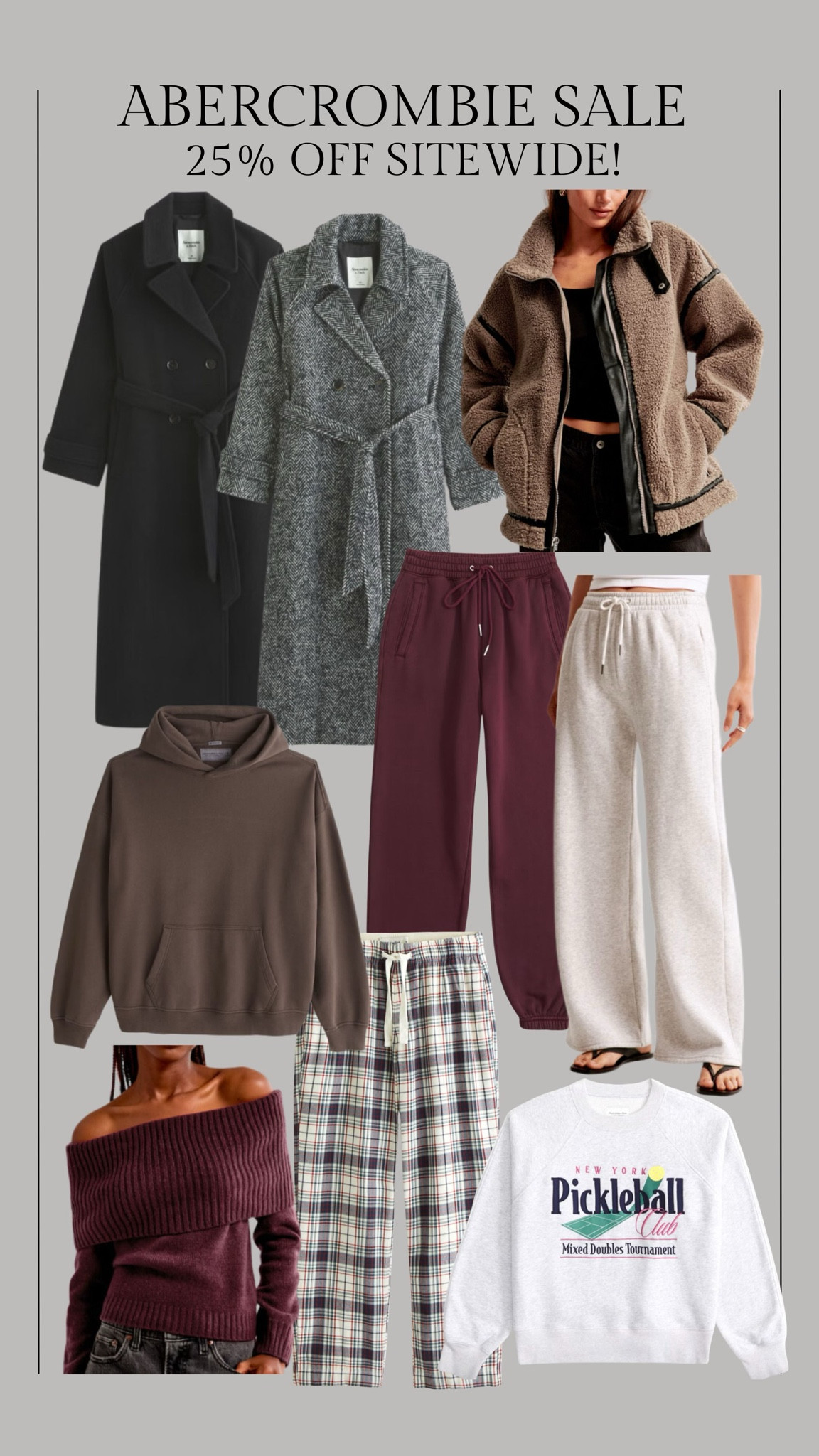 Last day of the Abercrombie sale! 25% off sitewide + 15% off with code AFKATHLEEN 

Abercrombie sale, Abercrombie gifts, gift for her, men’s gift, women’s coat, women’s sweatpants, cozy sweatshirt, brown hoodie, Christine Andrew 

#LTKSaleAlert #LTKGiftGuide #LTKCyberWeek
