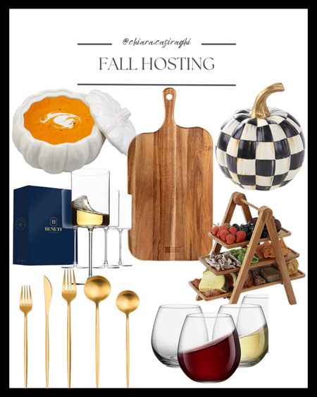 Fall hosting, pumpkins Dutch oven, checked pumpkin, wooden board, wine glasses, serve ware 

#LTKSeasonal #LTKunder100 #LTKhome