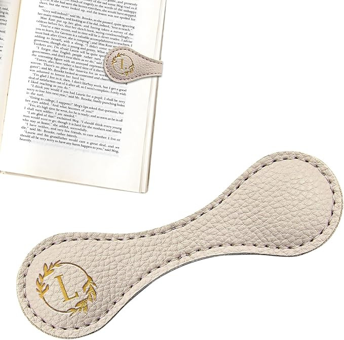 Leather Magnetic Bookmarks for Women Men, Capital Letters Bookmark Monogram Book Marker Clip with... | Amazon (US)