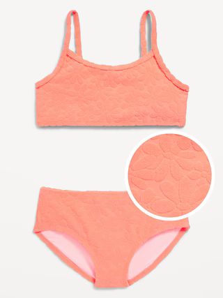 Textured Floral-Terry Bikini Swim Set for Girls | Old Navy (US)