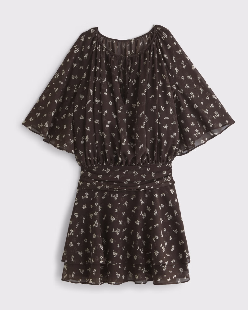 Angel Sleeve Sheer Mini Dress | Abercrombie & Fitch (US)