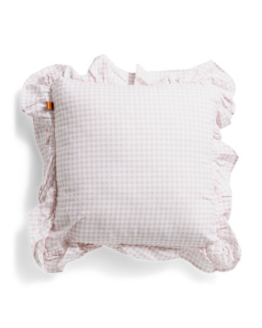 18x18 Gingham Ruffle Pillow | TJ Maxx