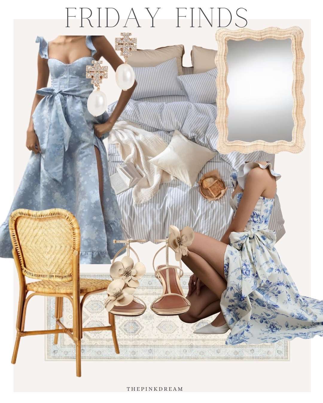 Friday finds, wedding guest dresses, stripped bedding, 