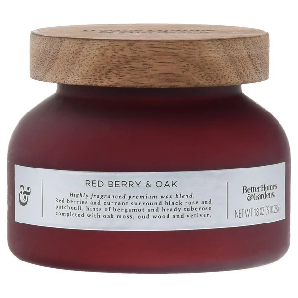 Better Homes & Gardens Red Berry & Oak 18oz Scented 2-wick Candle - Walmart.com | Walmart (US)