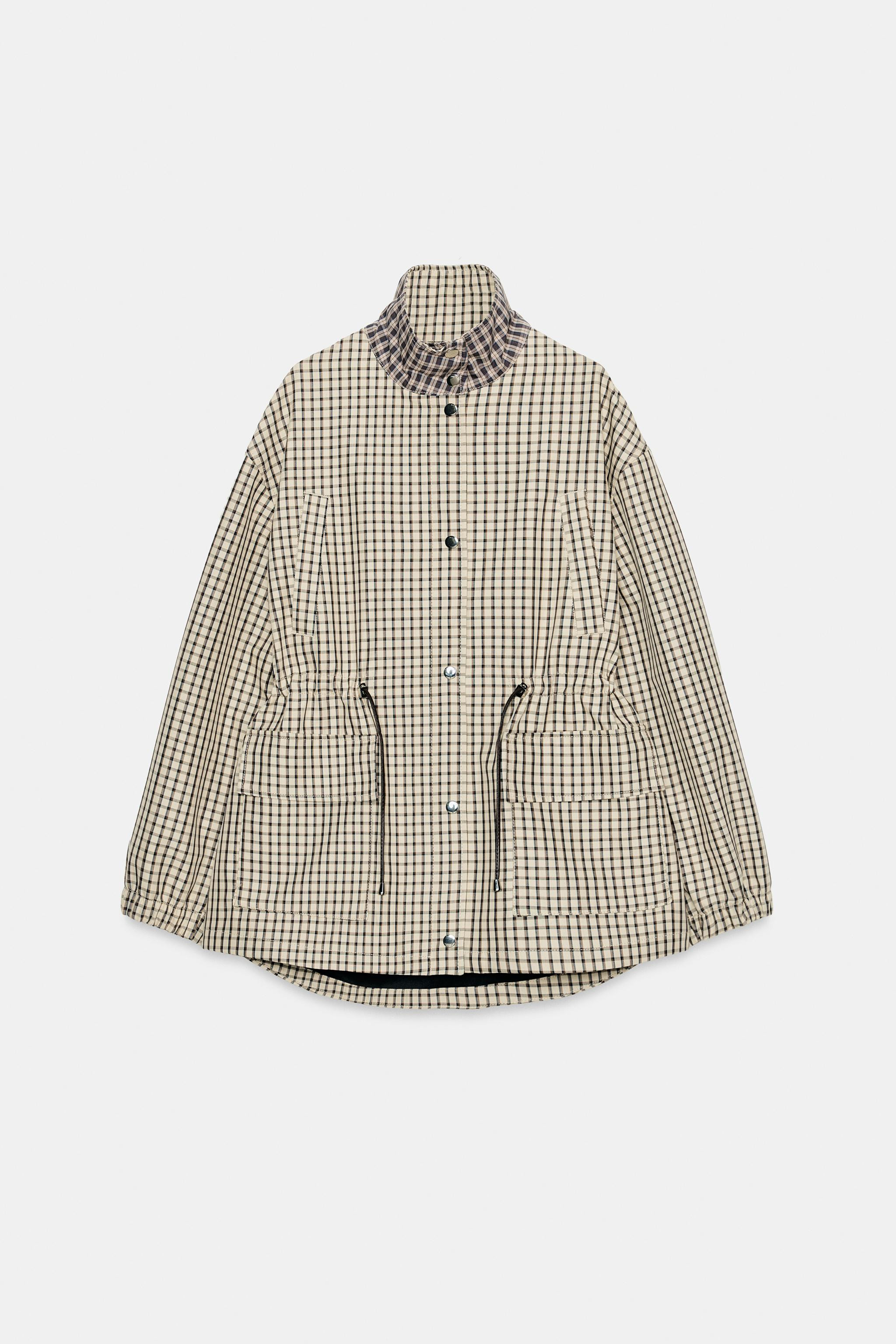 CHECK HIGH-NECK JACKET | Zara UK