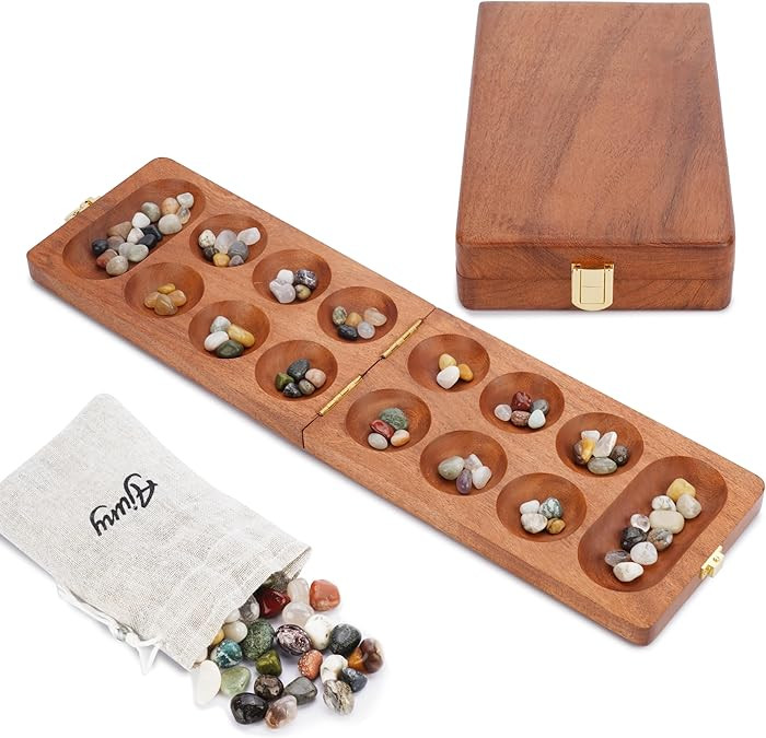 Ajuny Wooden Mancala Board Game Set – Classic Board Games, Portable Folding Travel Mancala Boar... | Amazon (US)