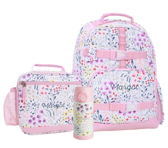 Mackenzie Pink Field Floral Backpack & Lunch Bundle, Set of 3 | Pottery Barn Kids