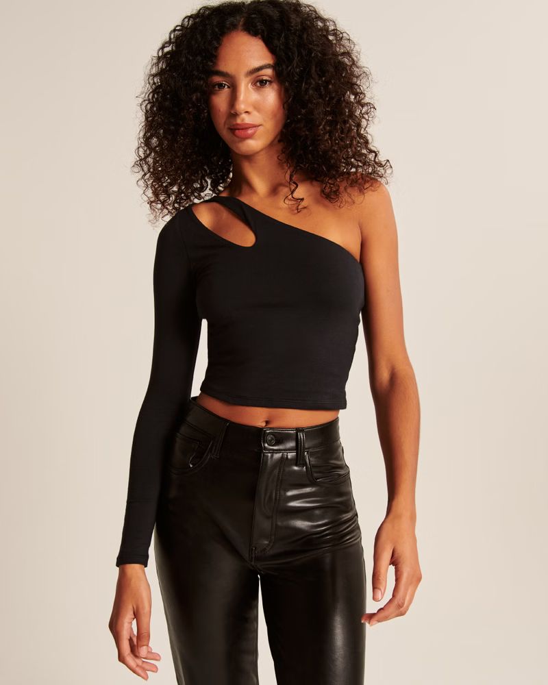 Women's Long-Sleeve One-Shoulder Cutout Top | Women's Up To 50% Off Select Styles | Abercrombie.c... | Abercrombie & Fitch (US)