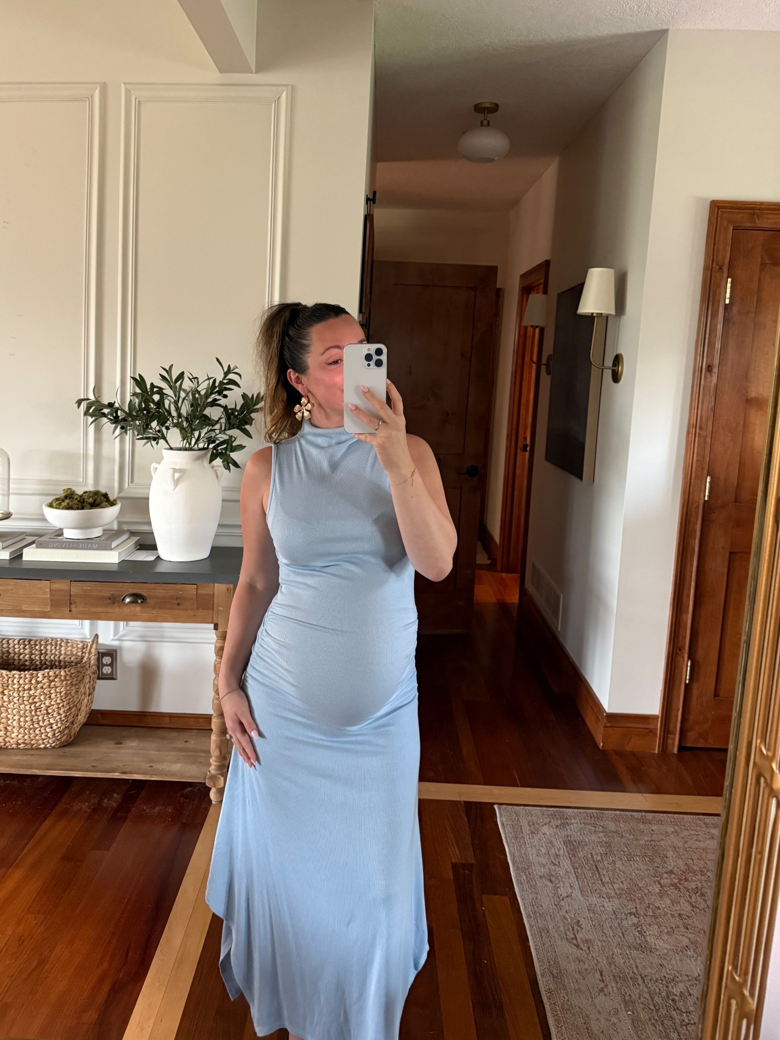 The comfiest bump friendly dress for weddings, summer occasions, baby showers, etc. 🩵

#LTKStyleTip #LTKSeasonal #LTKBaby