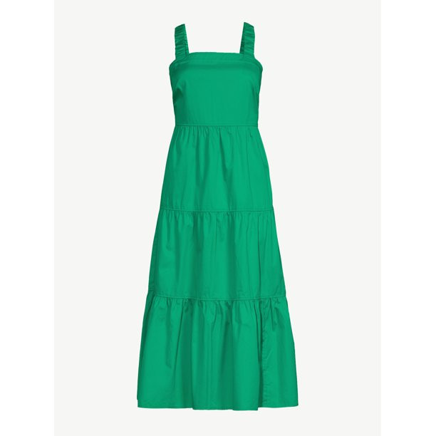 Free Assembly Women's Sleeveless Square Neck Maxi Dress with Elastic Straps, Sizes XS-XXL | Walmart (US)