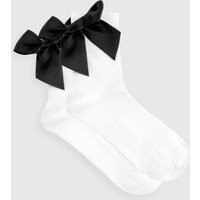 Womens Oversized Bow Detail Socks - White - One Size | boohoo (US & Canada)