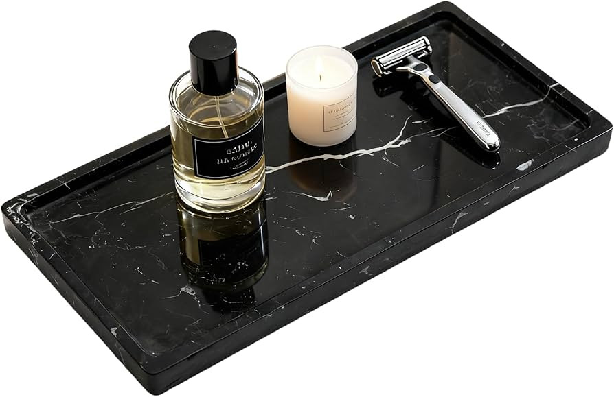 Luxury 100% Black Marble Bathroom Small Tray Vanity Decorative Rectangular Stone Tray for Counter... | Amazon (US)