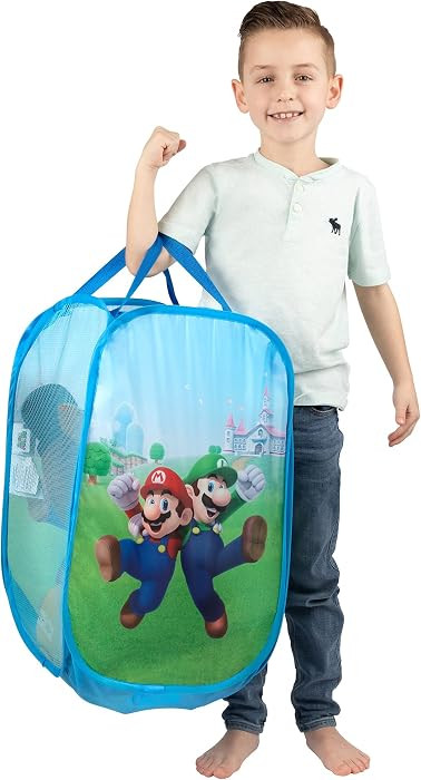 Franco Kids Room Collapsible Storage Bin Pop Up Hamper, One Size, Super Mario | Amazon (US)