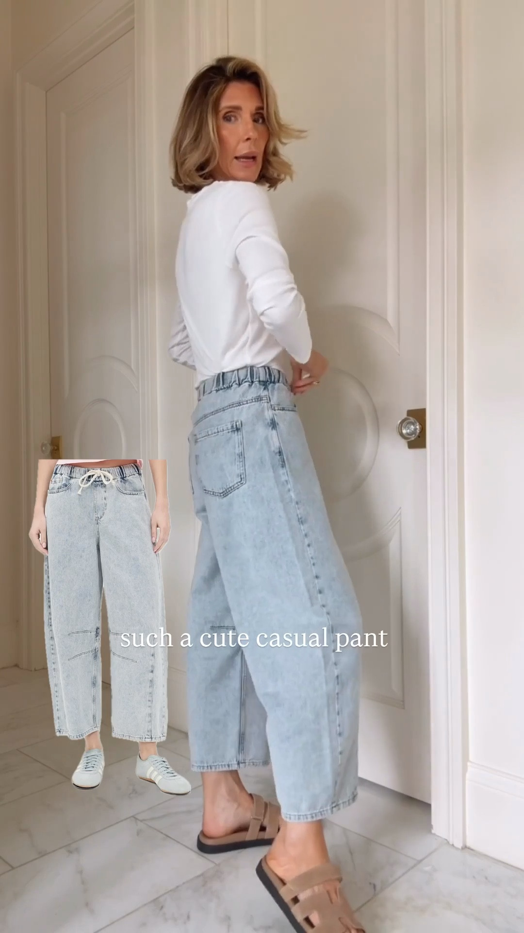 I love these barrel leg pull on jeans. Such a cute and casual pant. 

#LTKootd
